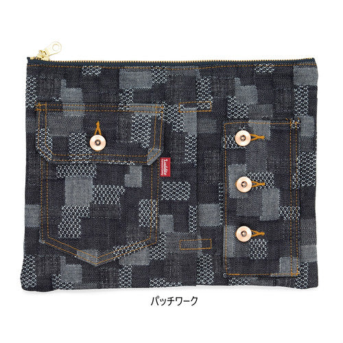 BEEDEN アイレット装飾 ワイドレッグデニムand不織布バック BEEDEN アイレット装飾 ワイドレッグデニムand不織布バック 在庫限り